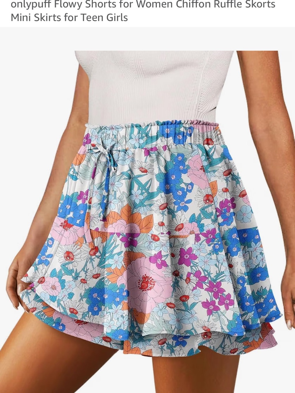 Women’s Floral Ruffle Skort in Multi-Color - Picture 4 of 6